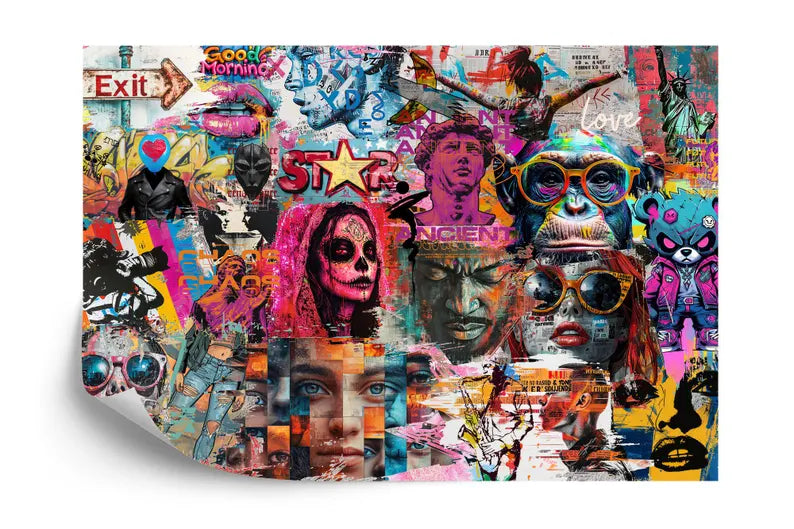 Street Pop Art Graffiti Wallpaper Mural – Modern Urban Style