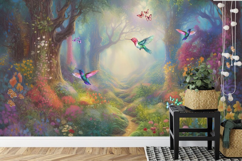 Enchanted Forest Wallpaper Mural Girls Room Decor