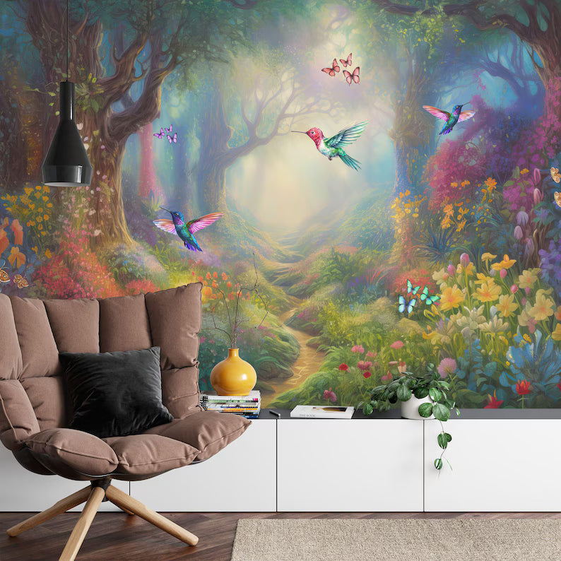 Enchanted Forest Wallpaper Mural Girls Room Decor