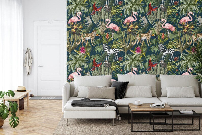 Tropical Rainforest Wallpaper Mural Watercolor Decal