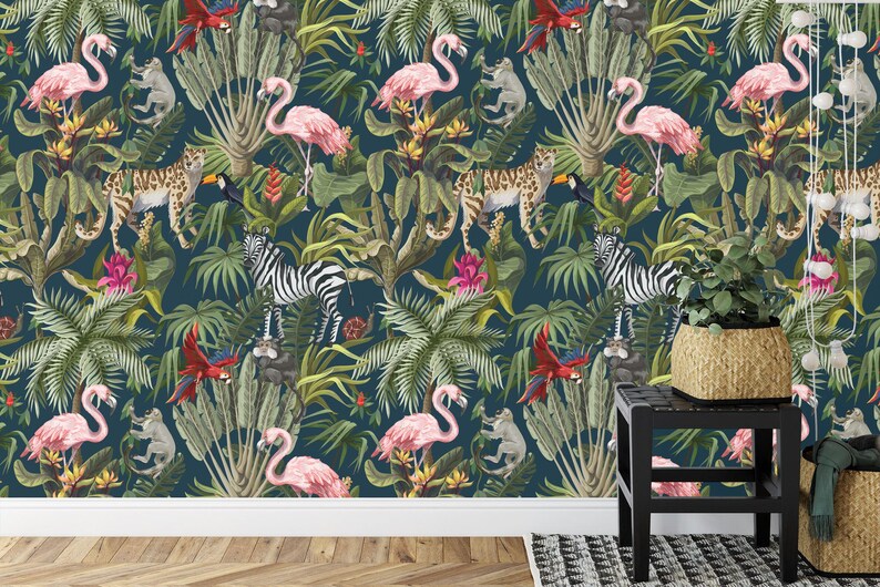 Tropical Rainforest Wallpaper Mural Watercolor Decal