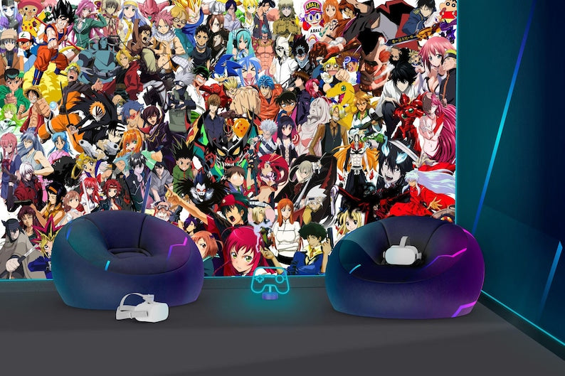 Anime Collage Wallpaper Mural, Famous Characters