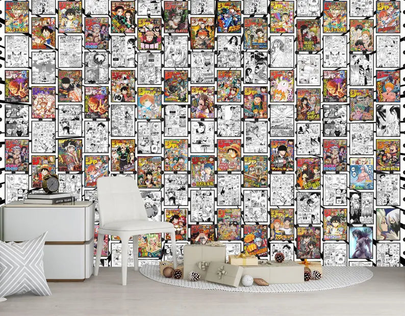 Anime Manga Collage Wallpaper, Black White Comics