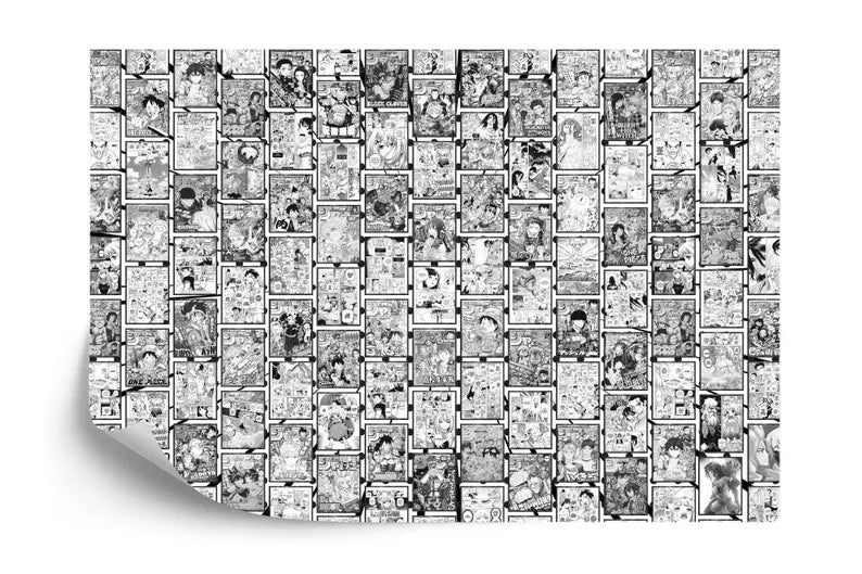Anime Manga Collage Wallpaper, Black and White