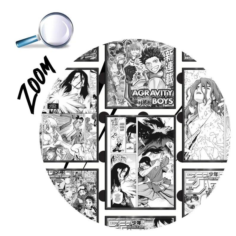 Anime Manga Collage Wallpaper, Black and White