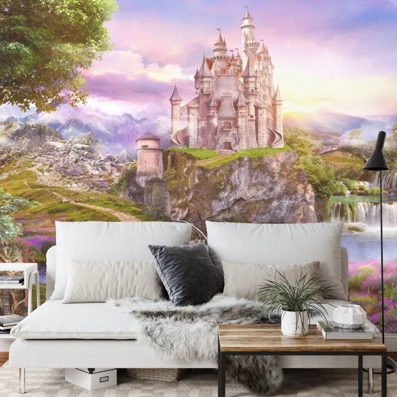 Colorful Princess Castle Wall Mural, Art Print