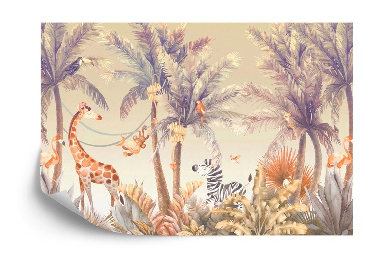 Jungle Animals Nursery Wallpaper Mural Art Print