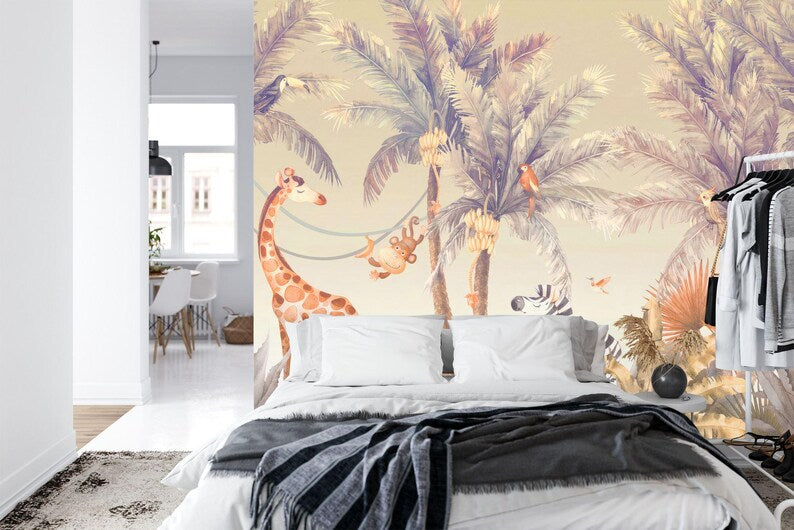 Jungle Animals Nursery Wallpaper Mural Art Print