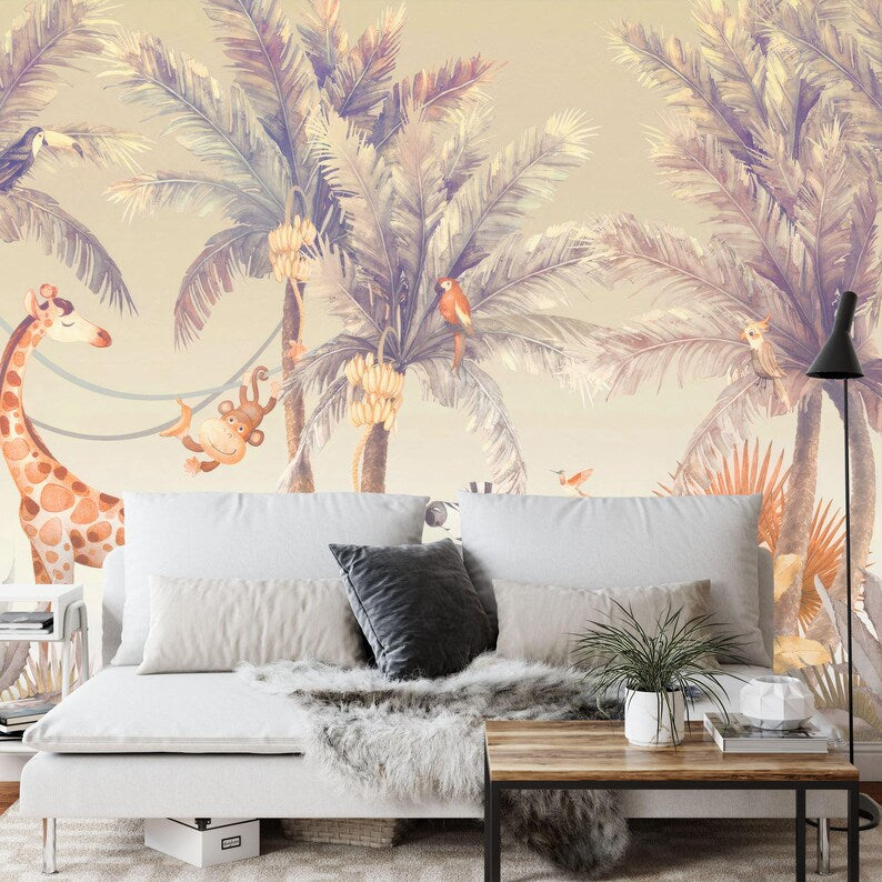 Jungle Animals Nursery Wallpaper Mural Art Print