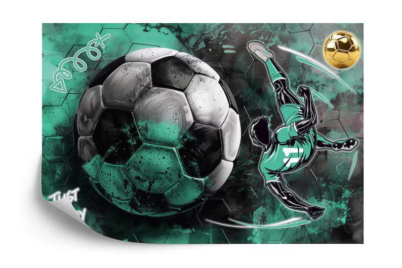 Boys Football Mural, Soccer Wall Decor Art Print