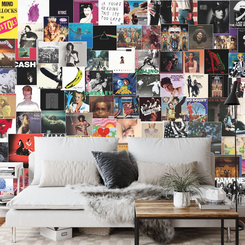 Music Album Collage Wallpaper,  Customizable