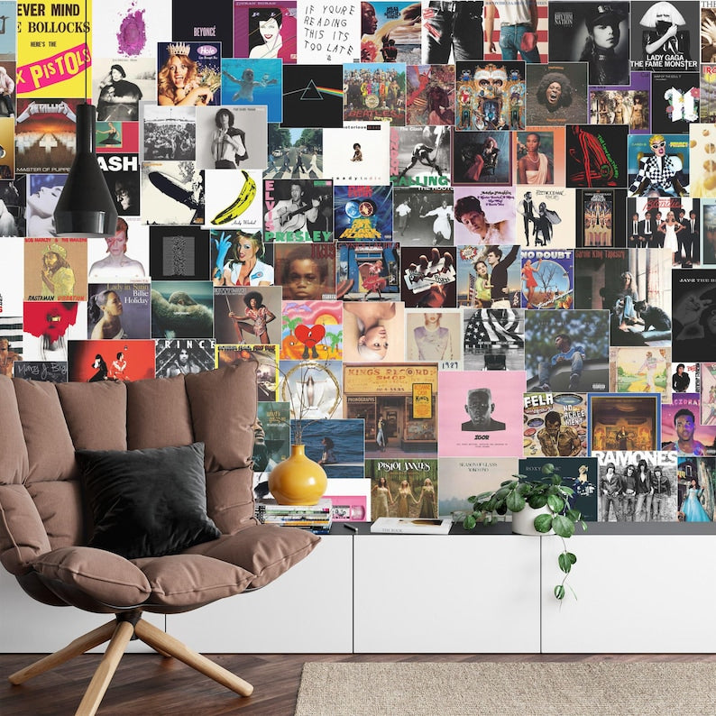 Music Album Collage Wallpaper,  Customizable