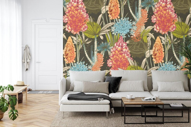 African Flowers Wallpaper Mural, Peel and Stick