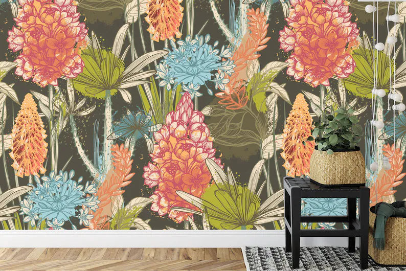 African Flowers Wallpaper Mural, Peel and Stick