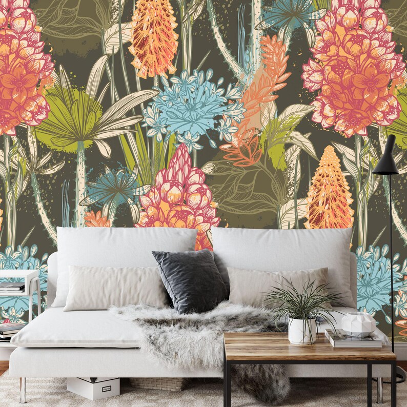 African Flowers Wallpaper Mural, Peel and Stick