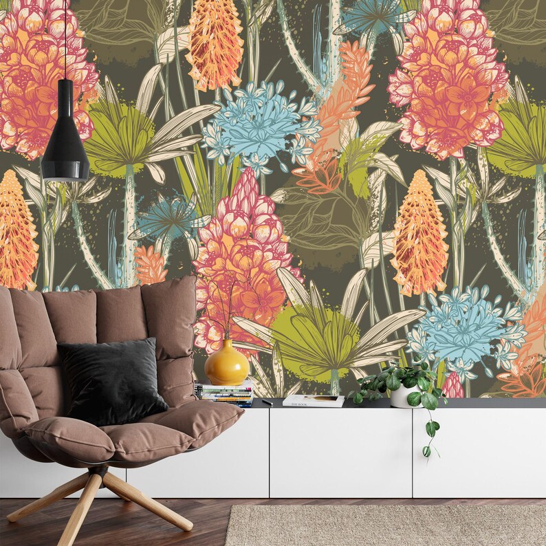 African Flowers Wallpaper Mural, Peel and Stick