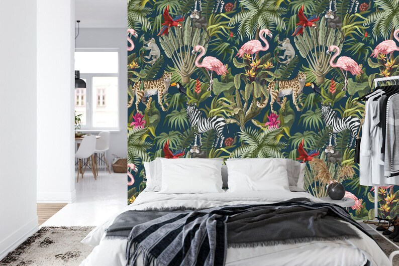 Tropical Rainforest Wallpaper Mural Watercolor Decal