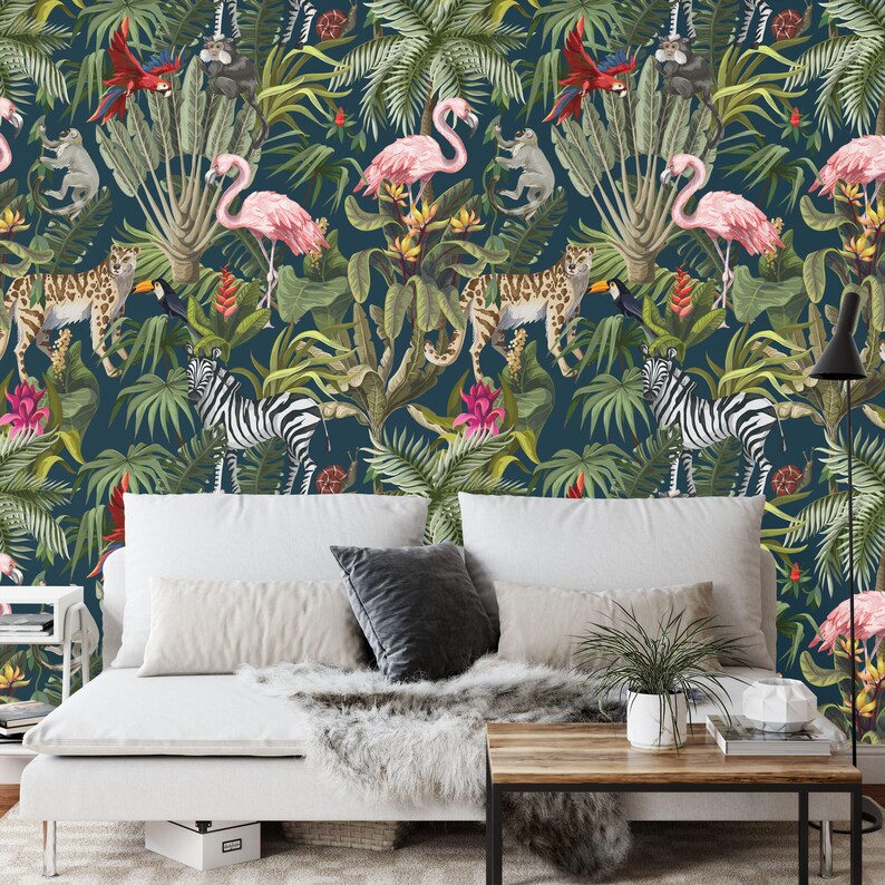 Tropical Rainforest Wallpaper Mural Watercolor Decal