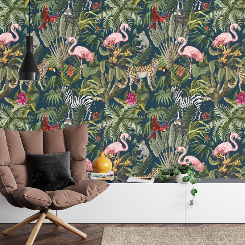 Tropical Rainforest Wallpaper Mural Watercolor Decal