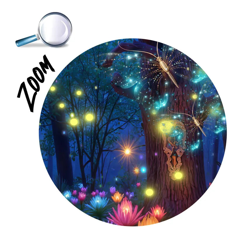 Enchanted Forest Wallpaper Mural, Luminous Butterflies