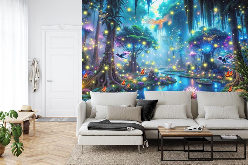 Luminous Mushroom Forest Wallpaper Mural