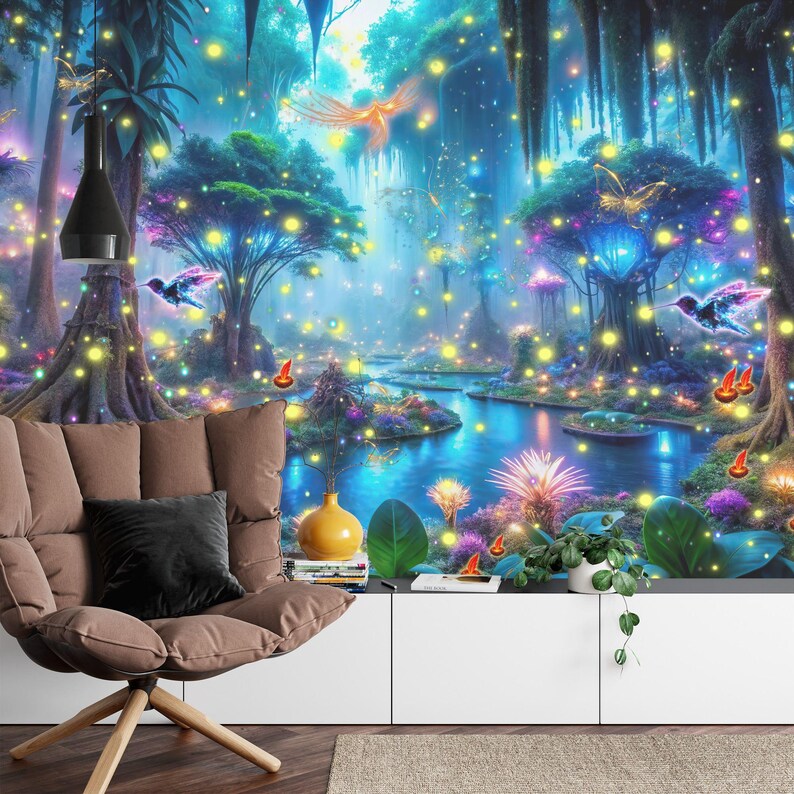 Luminous Mushroom Forest Wallpaper Mural