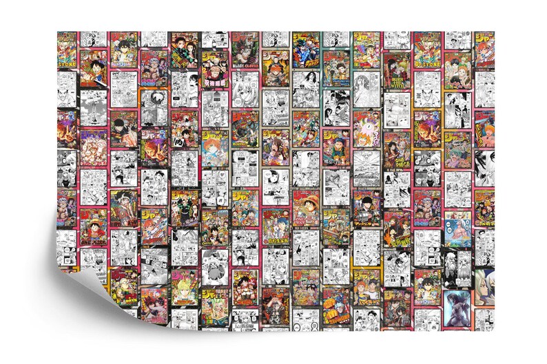 Anime Manga Collage Colour-Black White Wall Mural Comics