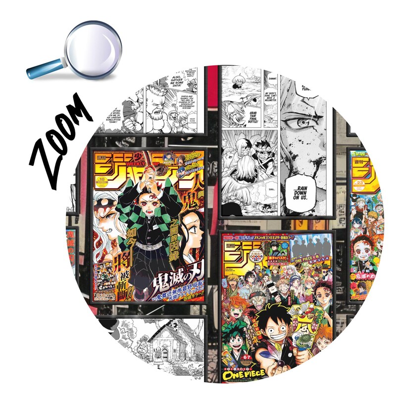 Anime Manga Collage Colour-Black White Wall Mural Comics