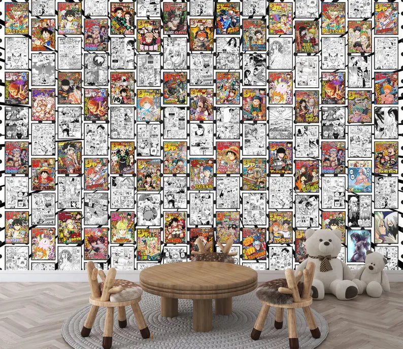 Anime Manga Collage Wallpaper, Black White Comics