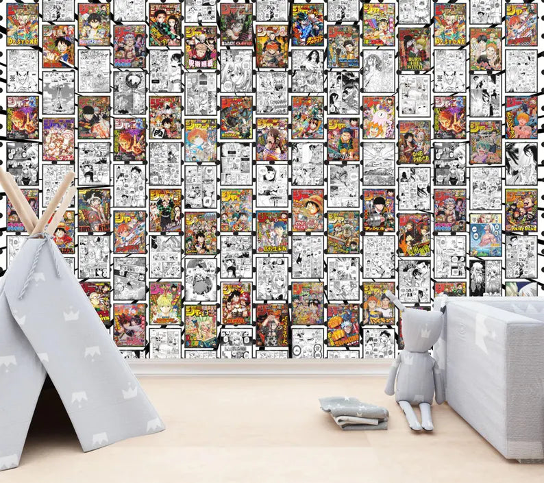 Anime Manga Collage Wallpaper, Black White Comics