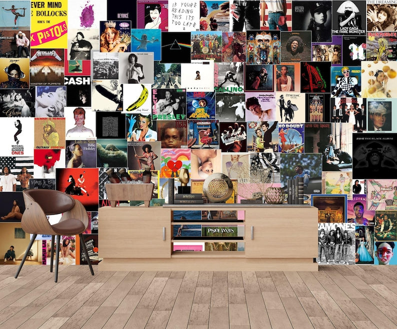 Music Album Collage Wallpaper,  Customizable