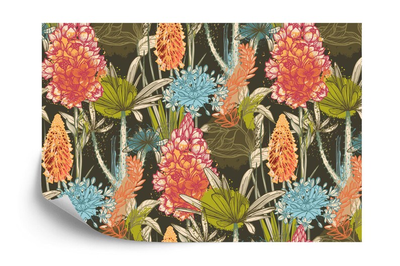 African Flowers Wallpaper Mural, Peel and Stick