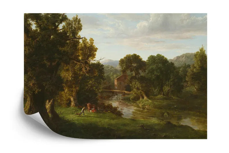 Vintage Rural Landscape Wallpaper Mural, Easy-Install