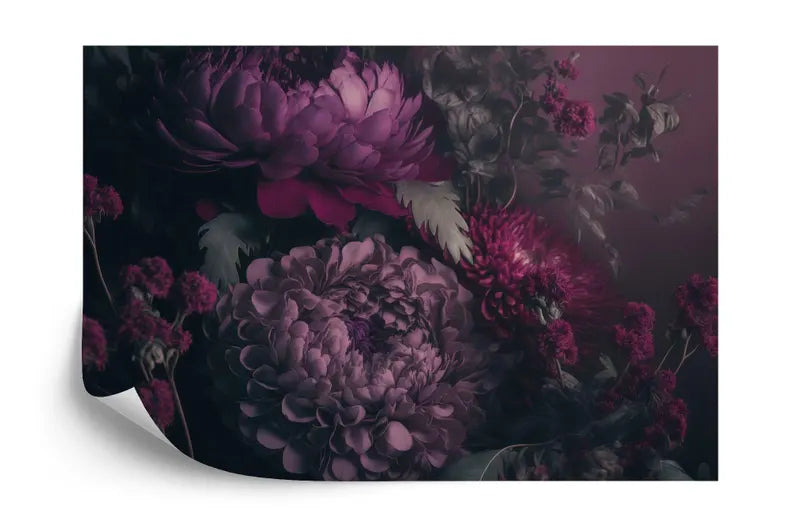 Baroque Peony Wallpaper Mural, Rich Deep Colors