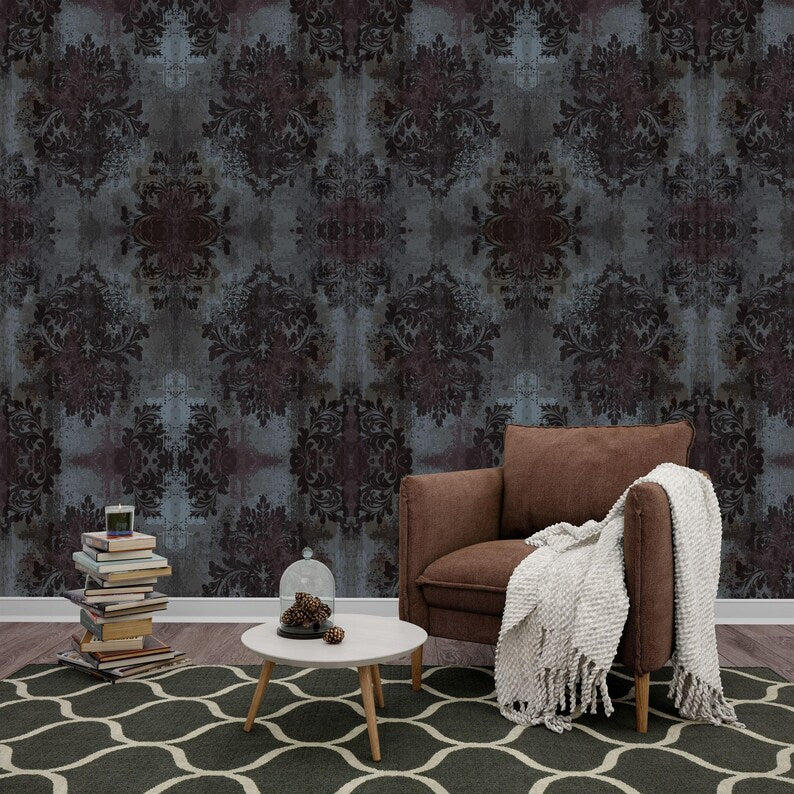 Vintage Damask Wallpaper Mural, Elegant