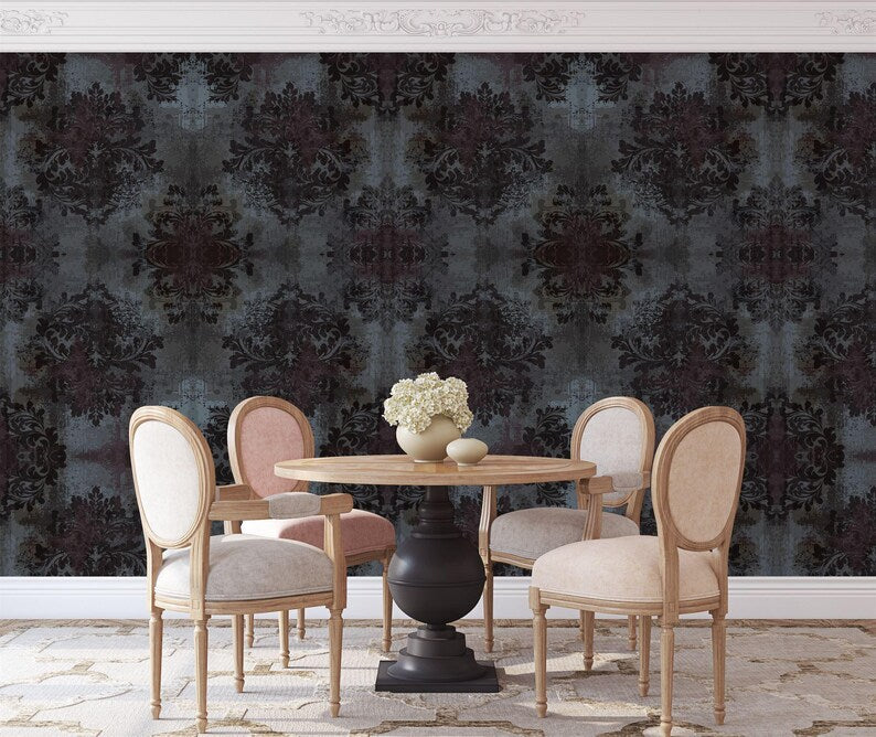 Vintage Damask Wallpaper Mural, Elegant