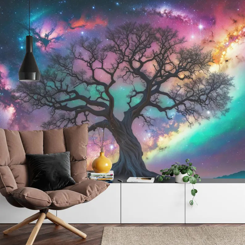 Magical Tree Wallpaper Mural, Fantasy World Wall Decal