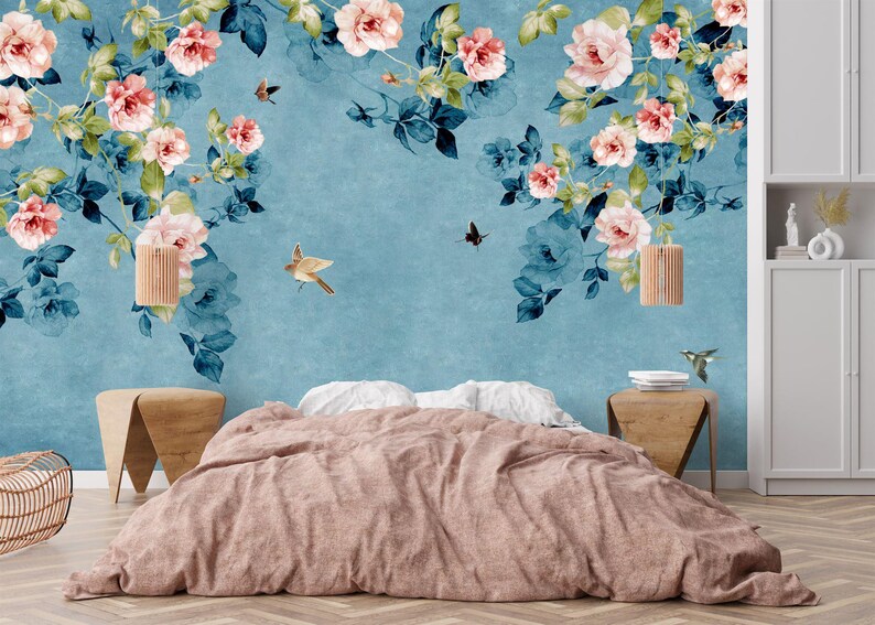 Chinoiserie Birds and Flowers Wallpaper Mural