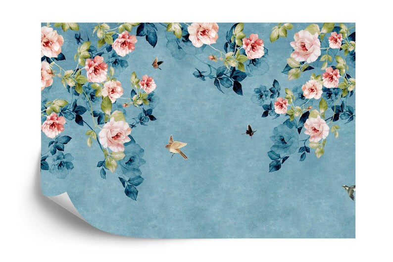 Chinoiserie Birds and Flowers Wallpaper Mural