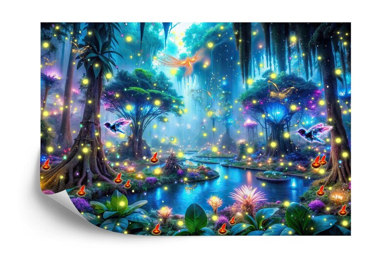 Luminous Mushroom Forest Wallpaper Mural