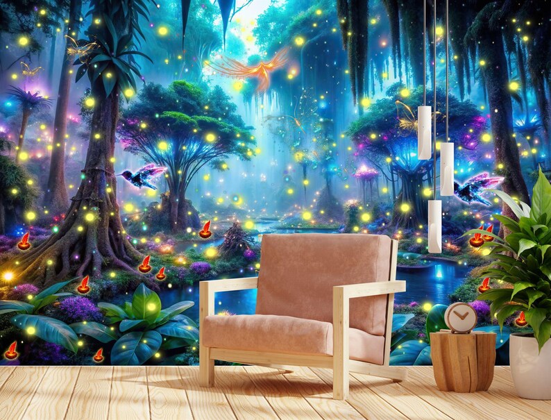 Luminous Mushroom Forest Wallpaper Mural