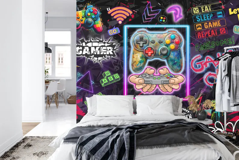 Gaming Room Mural, Kids Room Decor