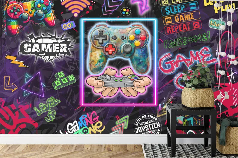 Gaming Room Mural, Kids Room Decor