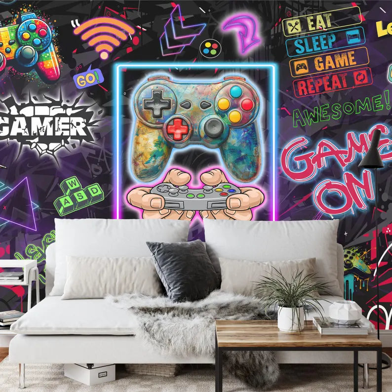 Gaming Room Mural, Kids Room Decor
