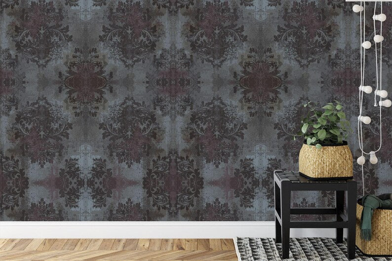 Vintage Damask Wallpaper Mural, Elegant