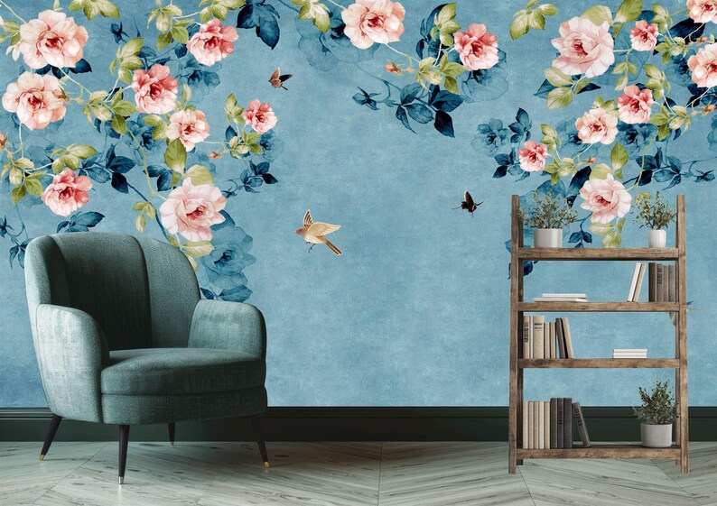 Chinoiserie Birds and Flowers Wallpaper Mural