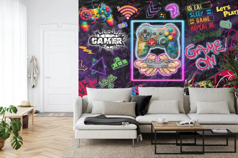 Gaming Room Mural, Kids Room Decor