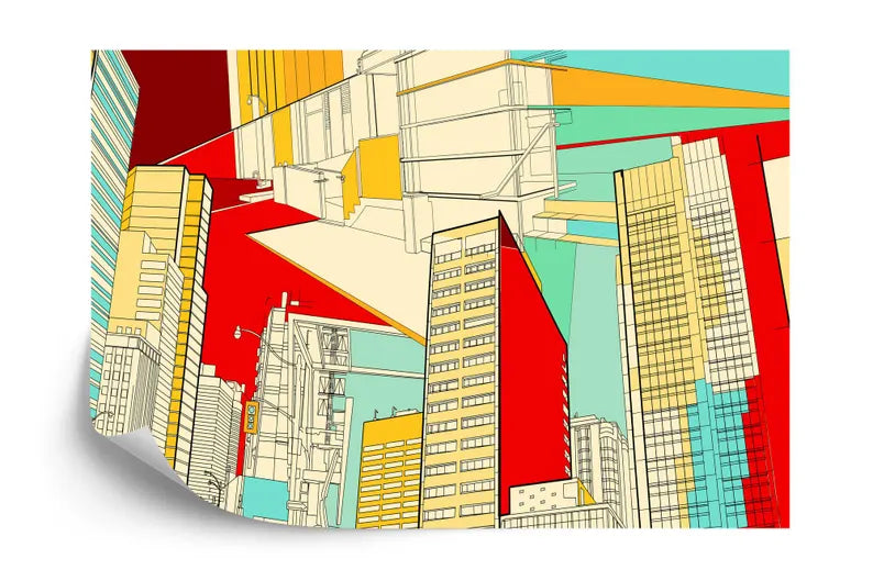 City Streets Wallpaper Mural, Urban Scenery, Kids Room
