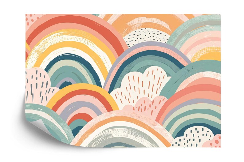Boho Rainbow Wallpaper Mural | Pastel Nursery Decor