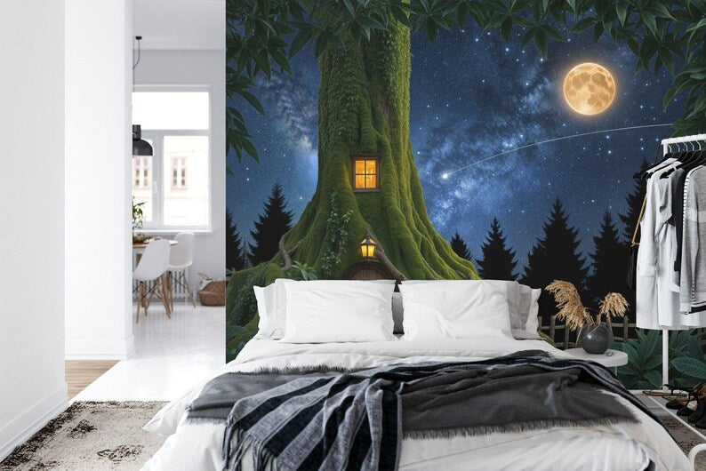 Tree House Forest Mural, Welcome Sign Art Print